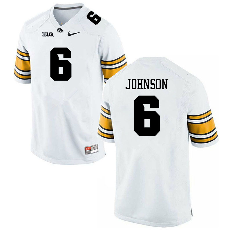 Men #6 Keagan Johnson Iowa Hawkeyes College Football Jerseys Sale-White